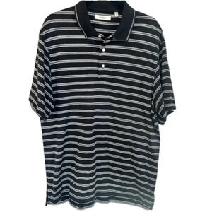 Turnbury Men's Black & White Stripe Short Sleeve Cotton Polo Size L GUC